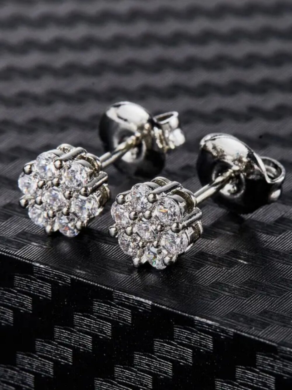 925 Sterling Silver Mens 2ct Diamond Stud Earrings Guys Small Studs Jewelry